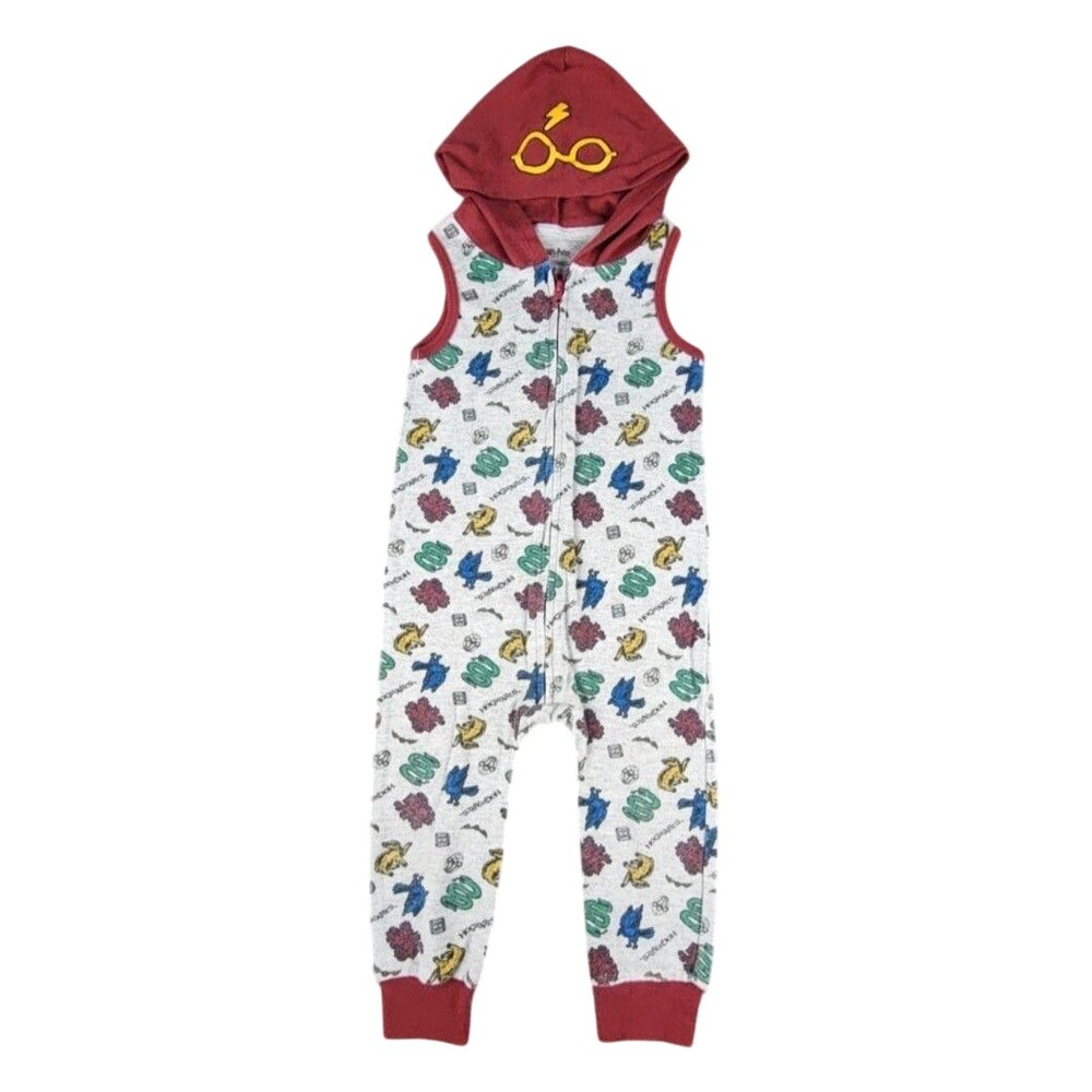 Harry Potter Coverall Boys Toddler 24M Gray Hooded Sleeveless Hogwarts One Piece